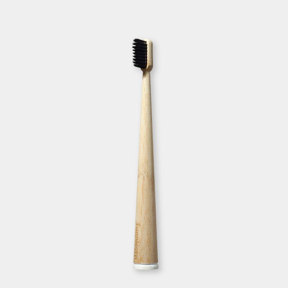 [SUNNICORN] Bamboo Toothbrush with Charcoal-Coated Soft PBT Bristles, Ergonomic 2.5cm Head for Gentle & Effective Oral Care